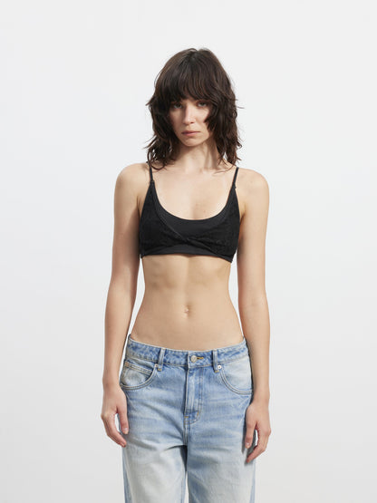 AFTADAWN Lace Spliced Removable Padded Slim Fit Women&