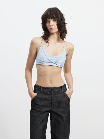 AFTADAWN Lace Spliced Removable Padded Slim Fit Women&