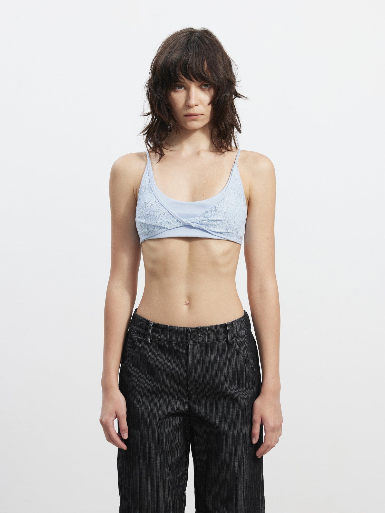 AFTADAWN Lace Spliced Removable Padded Slim Fit Women&