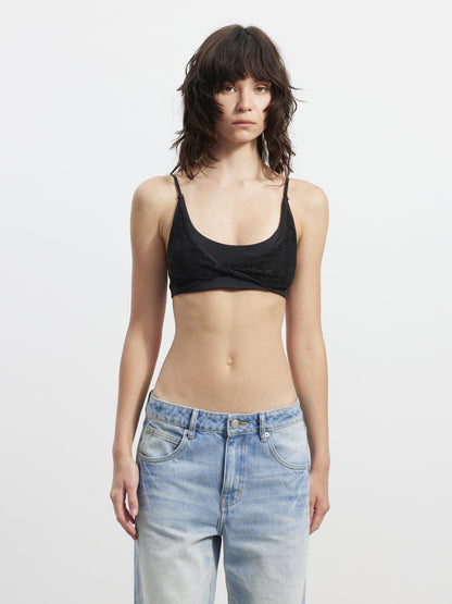 AFTADAWN Lace Spliced Removable Padded Slim Fit Women&