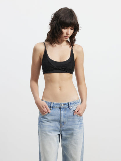 AFTADAWN Lace Spliced Removable Padded Slim Fit Women&