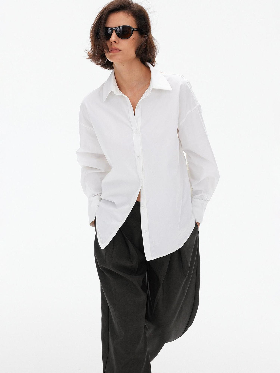 AFTADAWN Lace Up Back V Cutout Tie Waist Loose Fit Women&