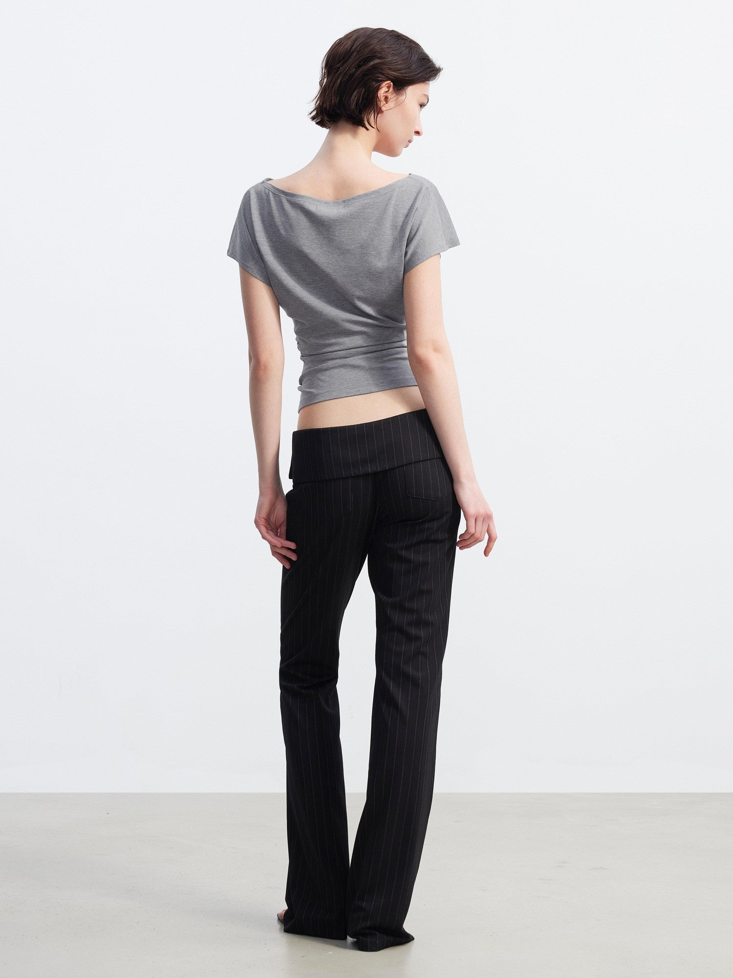 AFTADAWN Layered Ruched Asymmetrical Shoulder Women&