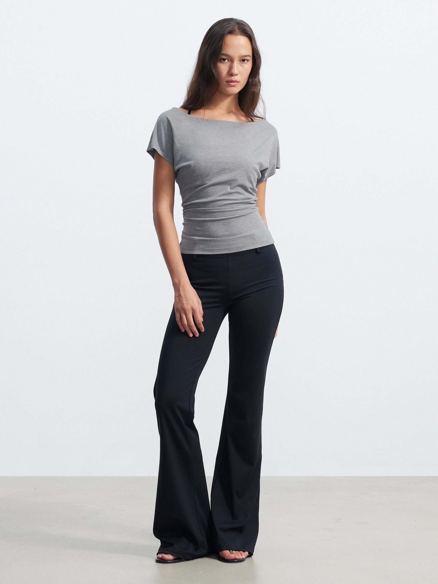 AFTADAWN Layered Ruched Asymmetrical Shoulder Women&