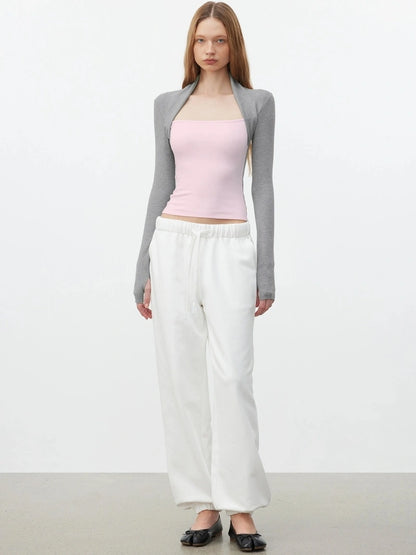 AFTADAWN Layered Sleeve Mock Two Tone Stretch Top T-shirt