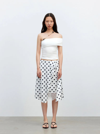 Leisure Asymmetric Beaded Off Shoulder Top