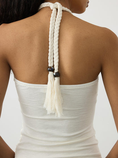 AFTADAWN Lenzing Modal Beaded Halter Top With Backless Design
