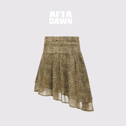 AFTADAWN_Leopard_Print_Asymmetric_Double_Layer_A_Line_Women&