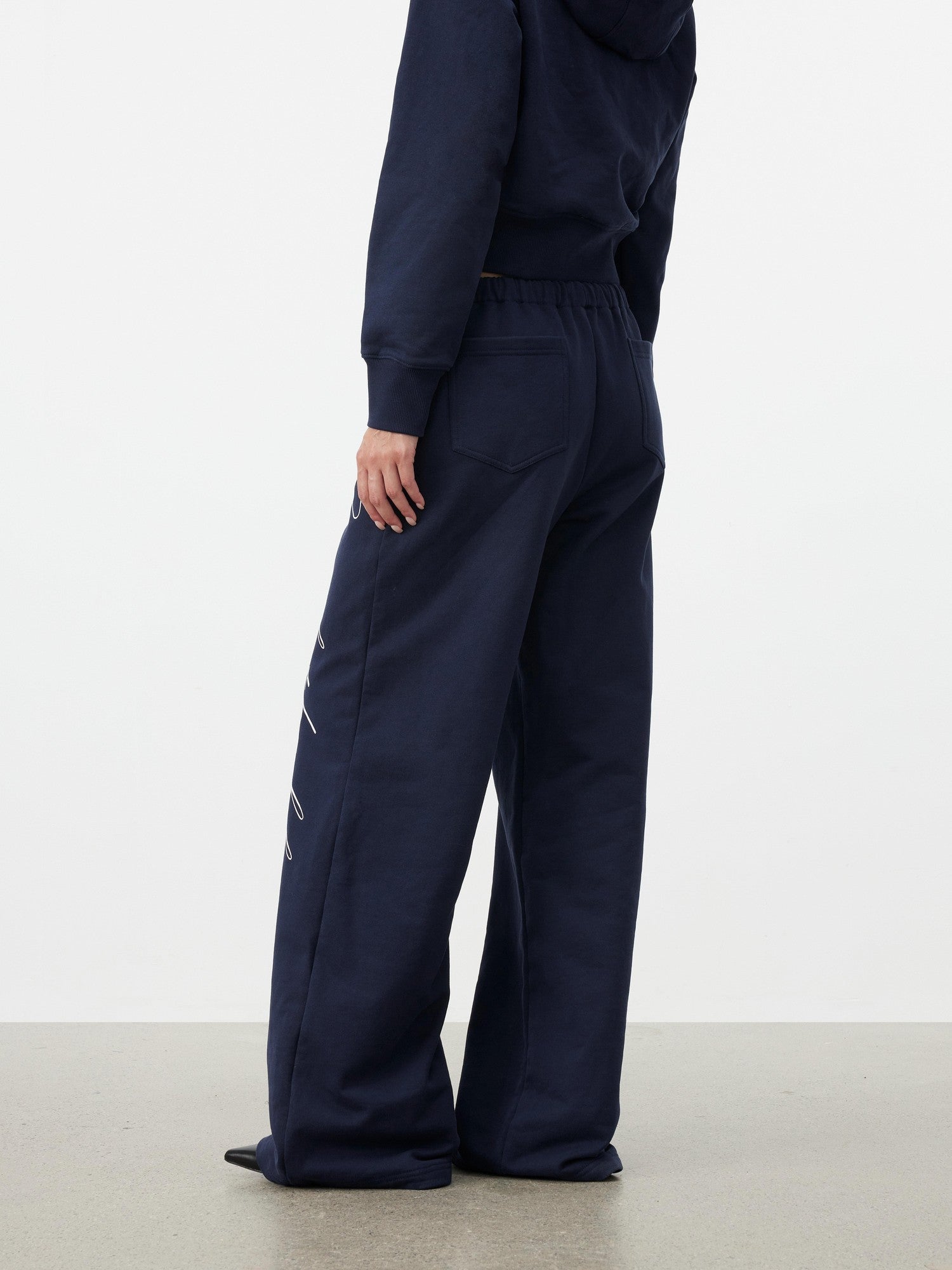 AFTADAWN Letter Embroidery Hooded Crop Loose Pants Women&