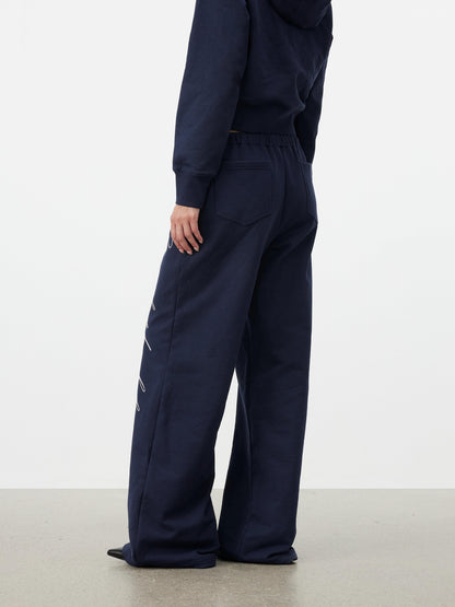 AFTADAWN Letter Embroidery Hooded Crop Loose Pants Women&