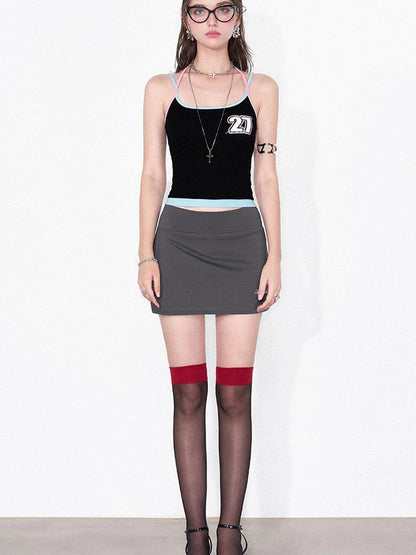 Letter Print Contrast Halter Top