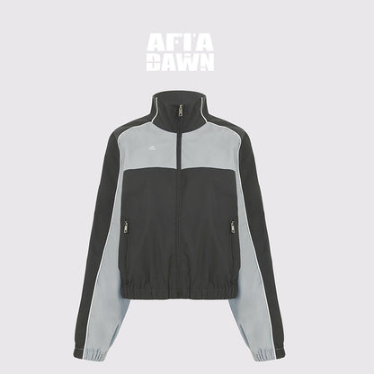 AFTADAWN_Light_Blue_Colorblock_Raglan_Stand_Collar_Zipper_Women&