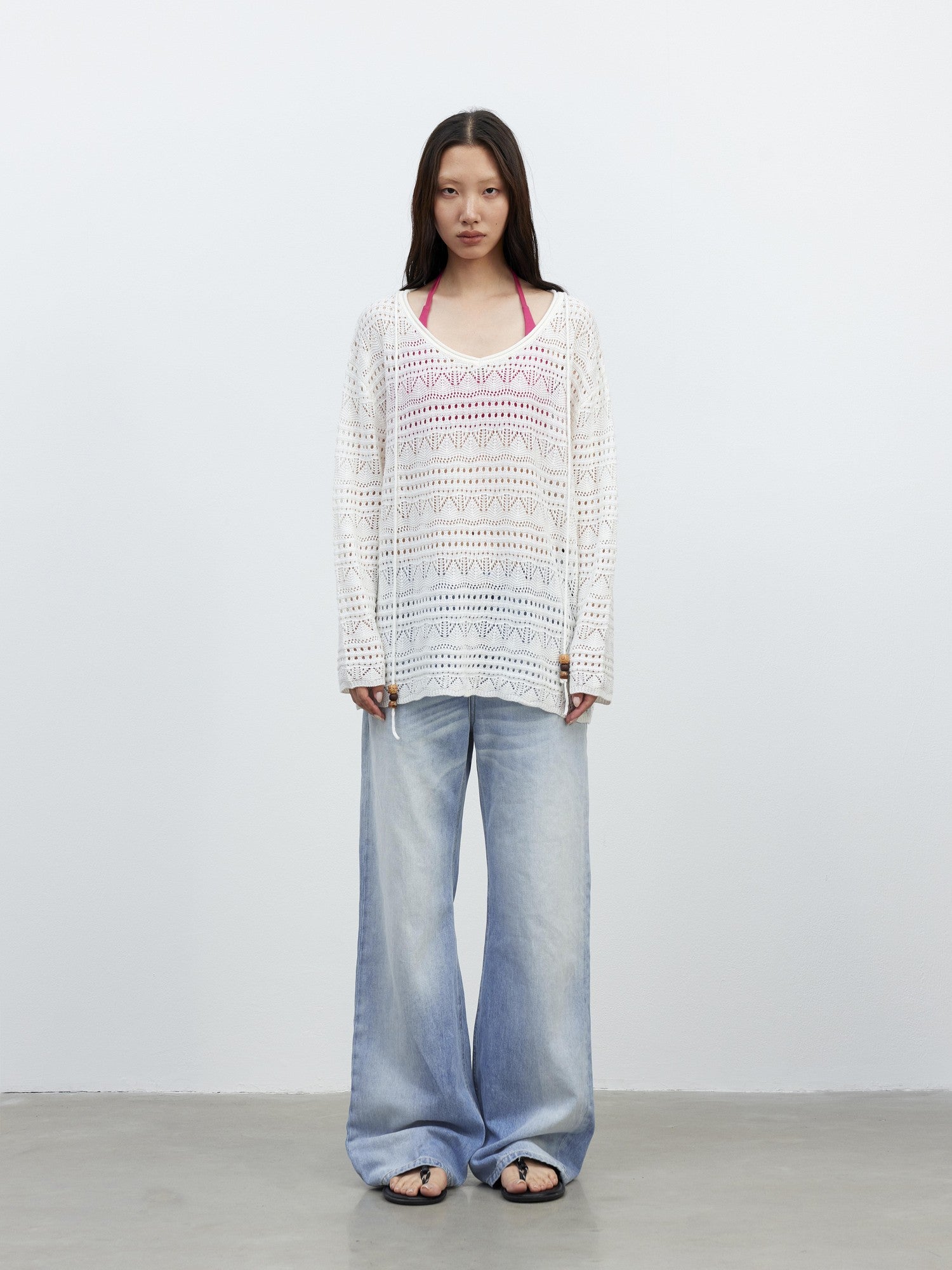 AFTADAWN Light Blue Distressed Whisker Washed Women&