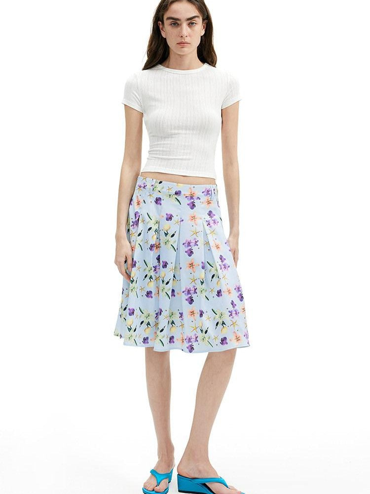 AFTADAWN Light Blue Island Floral Print Women&