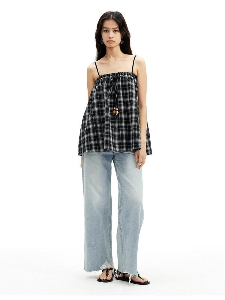 AFTADAWN Light Blue Ripped Slanted Zip Fly Women&