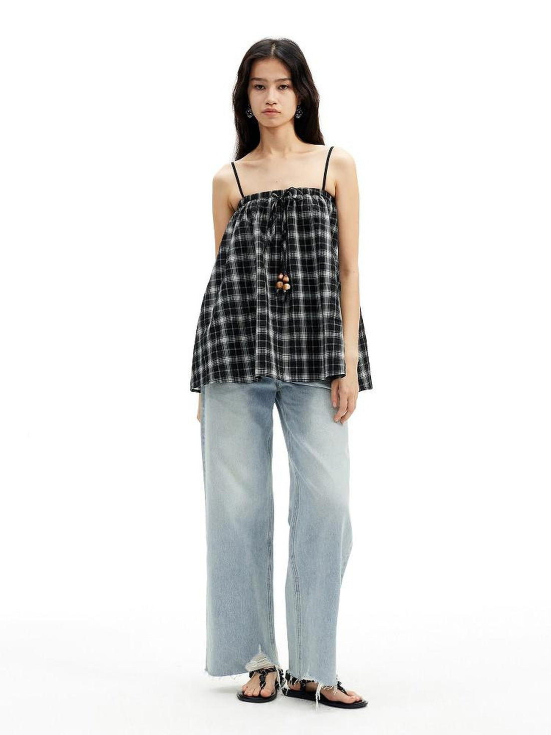AFTADAWN Light Blue Ripped Slanted Zip Fly Women&