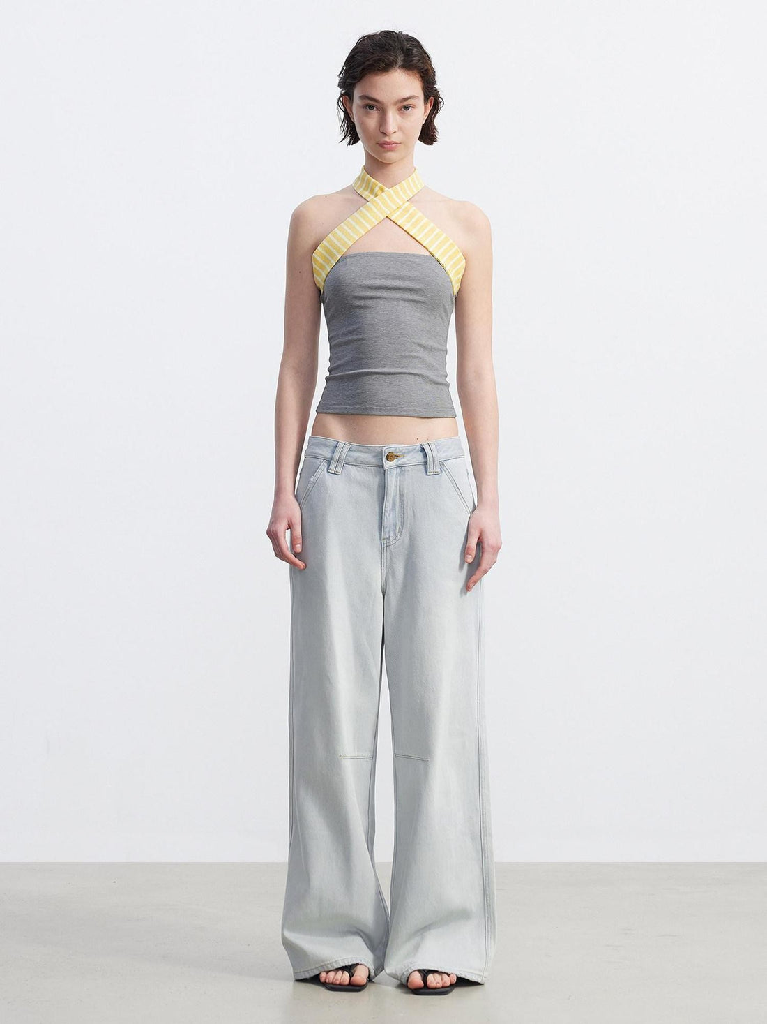 AFTADAWN Light Blue Washed Pleated Soft Women&