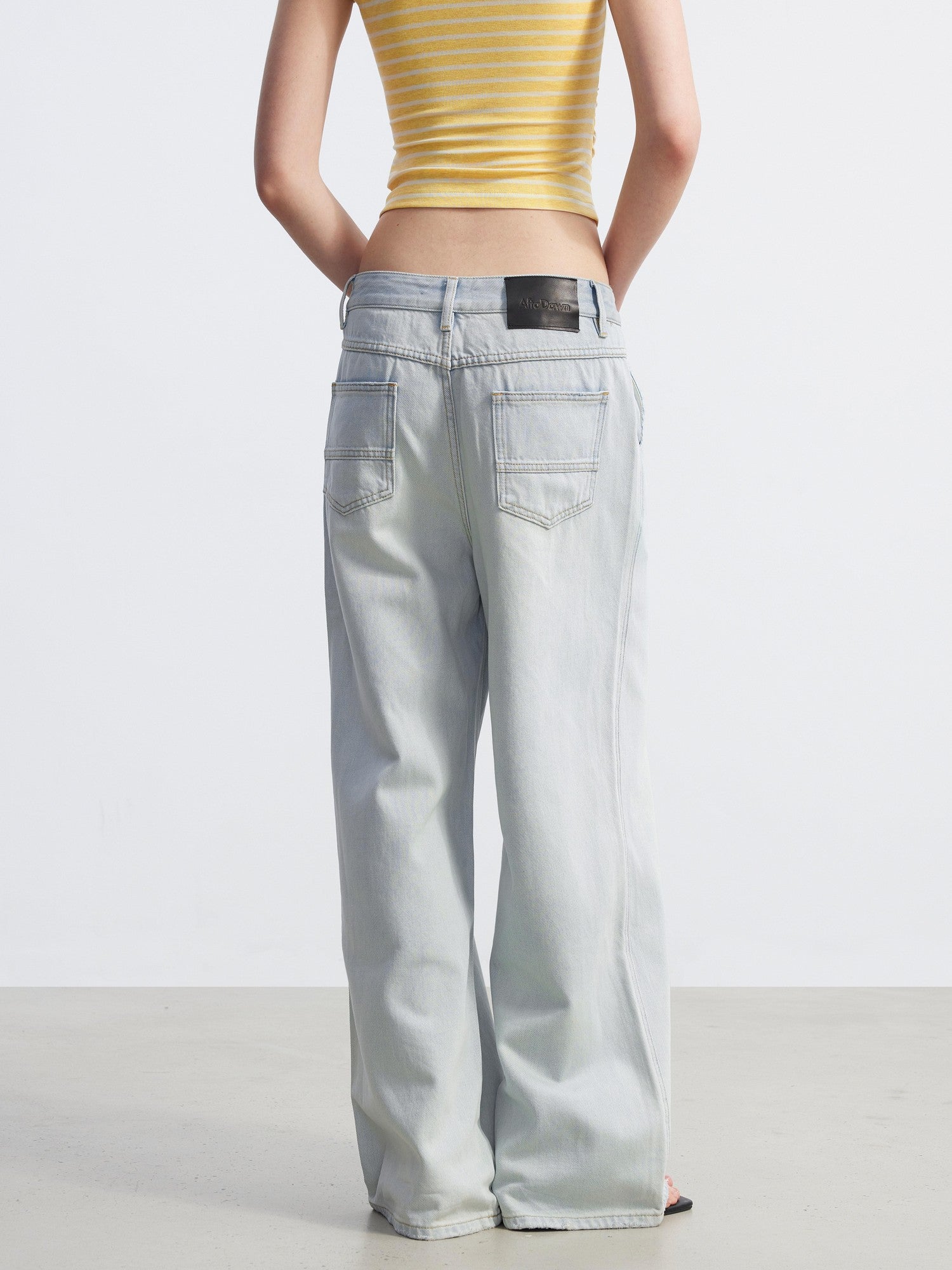 AFTADAWN Light Blue Washed Pleated Soft Women&