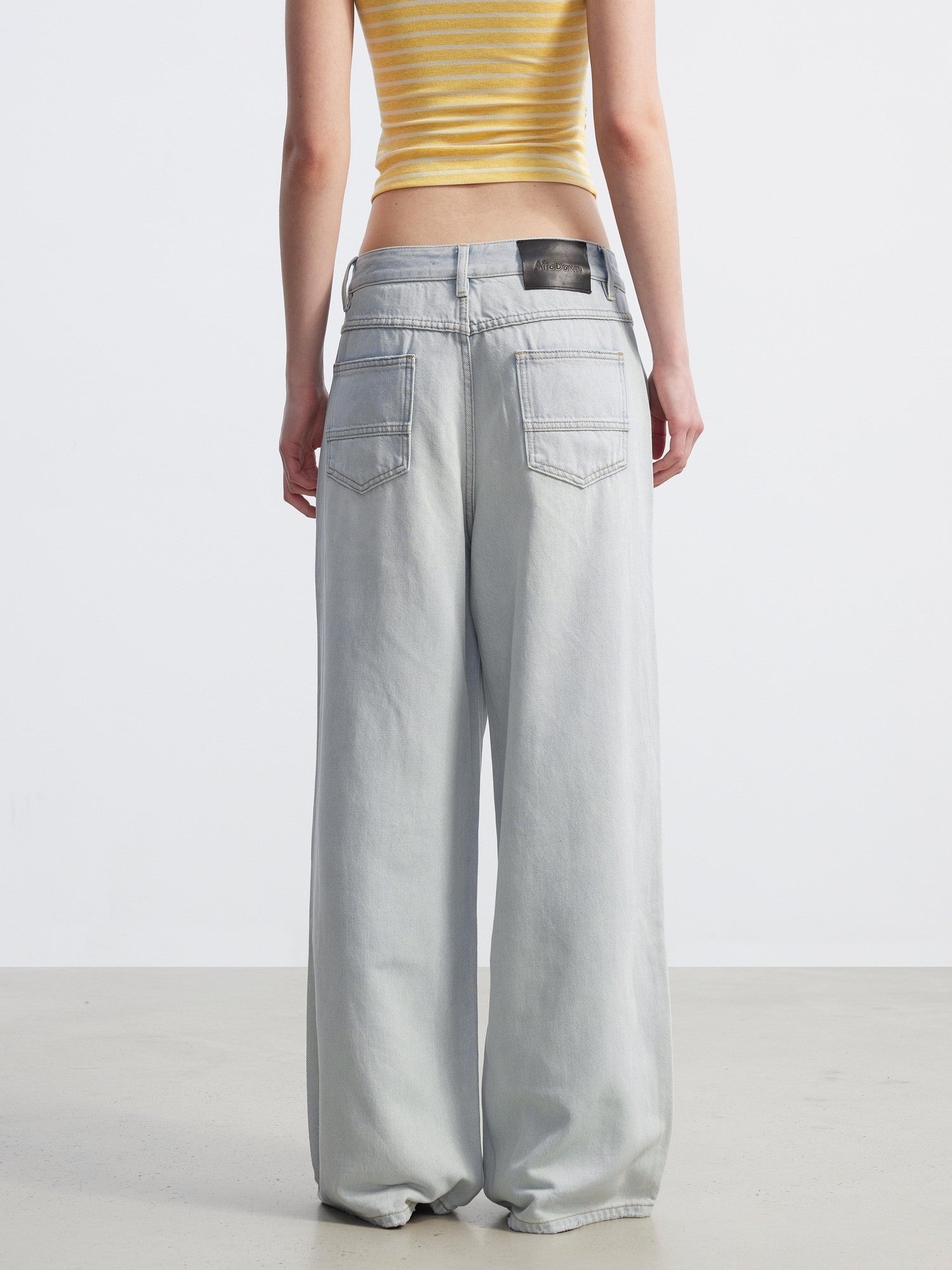 AFTADAWN Light Blue Washed Pleated Soft Women&