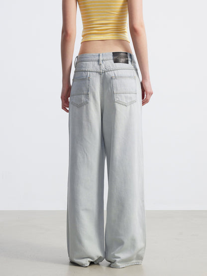 AFTADAWN Light Blue Washed Pleated Soft Women&