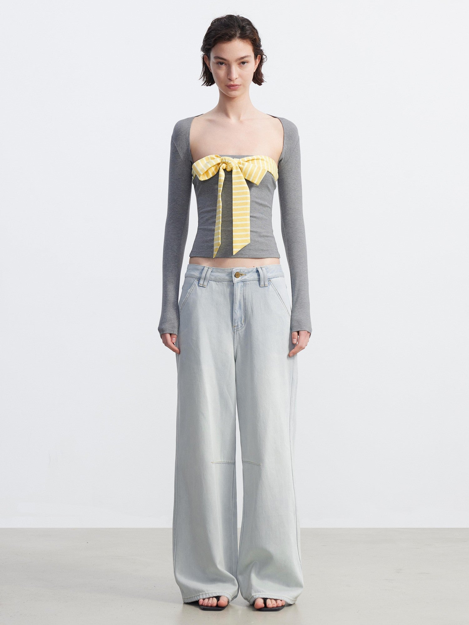 AFTADAWN Light Blue Washed Pleated Soft Women&