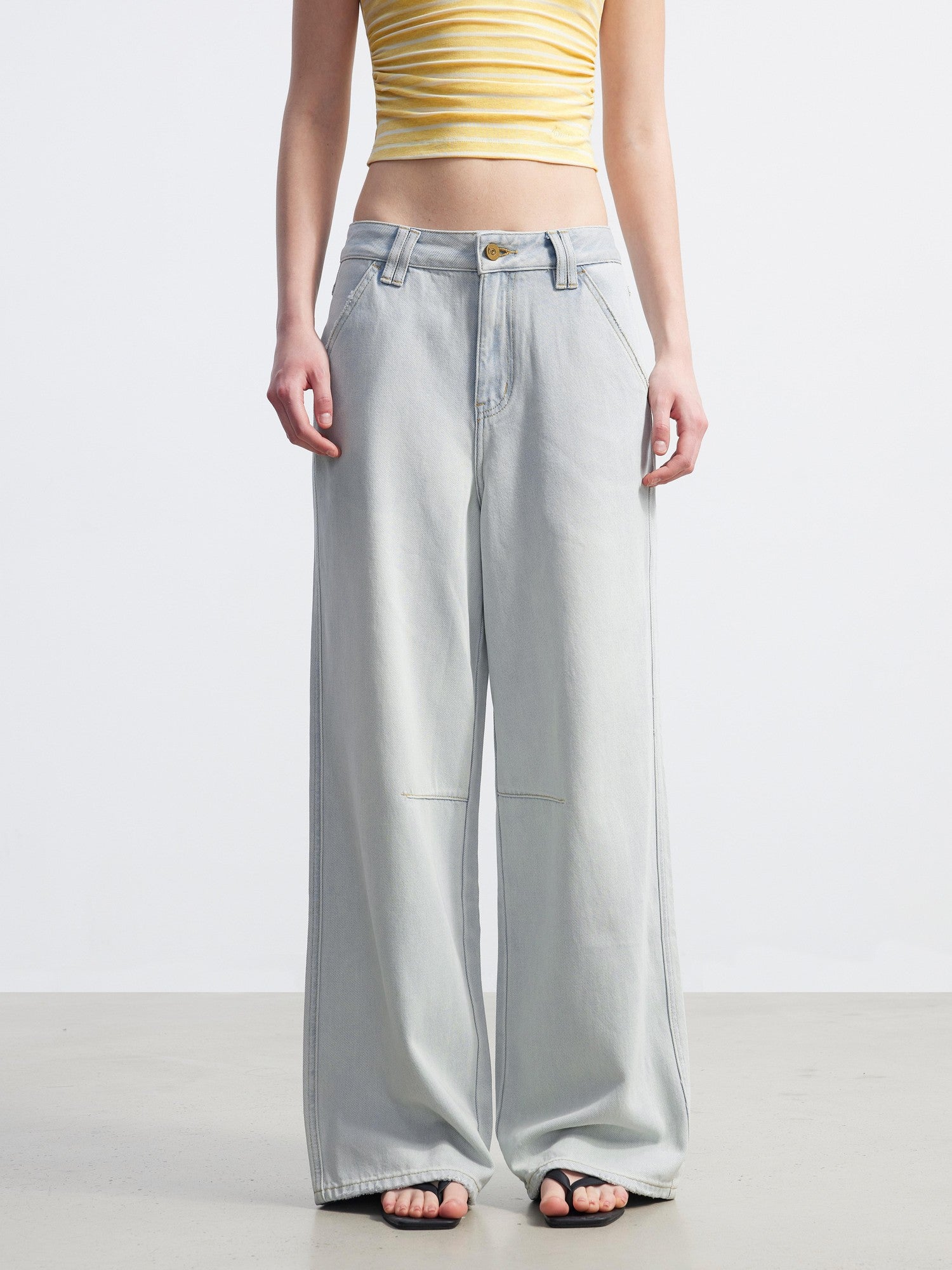 AFTADAWN Light Blue Washed Pleated Soft Women&