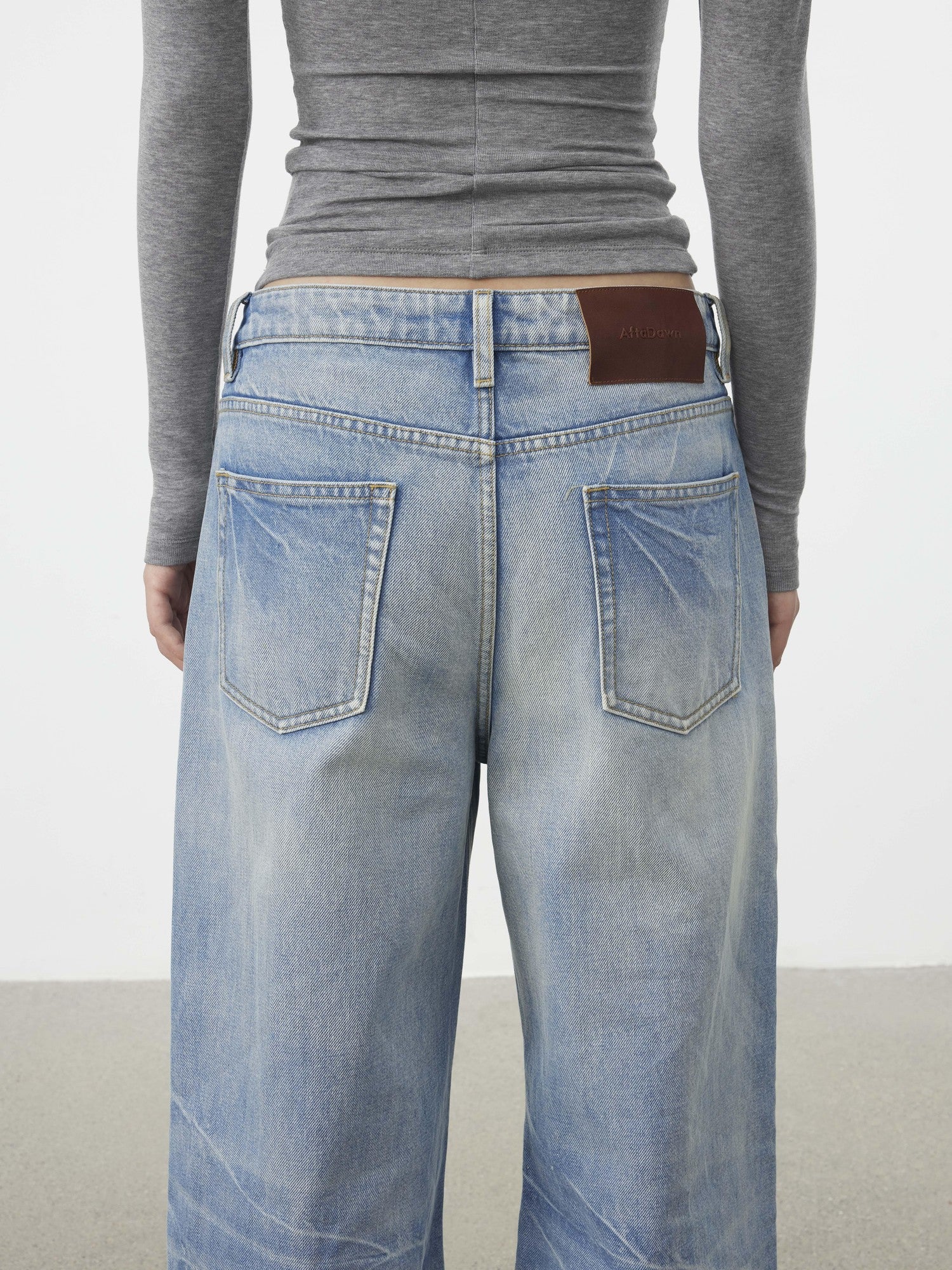 AFTADAWN Light Blue Waterwash Whisker Distressed Women&