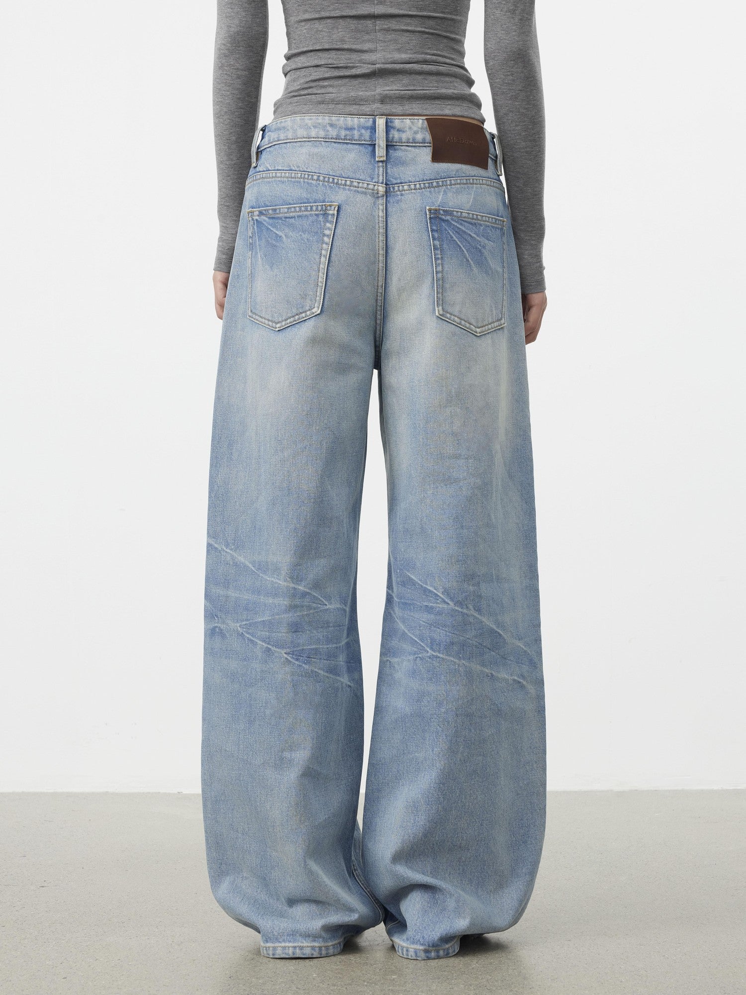 AFTADAWN Light Blue Waterwash Whisker Distressed Women&