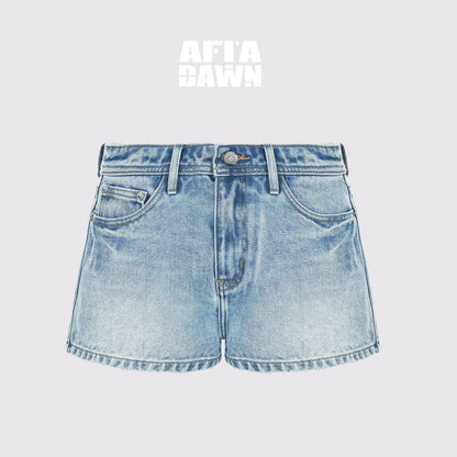 AFTADAWN_Light_Wash_Distressed_Raw_Hem_Low_Waist_Micro_A_Line_Women&