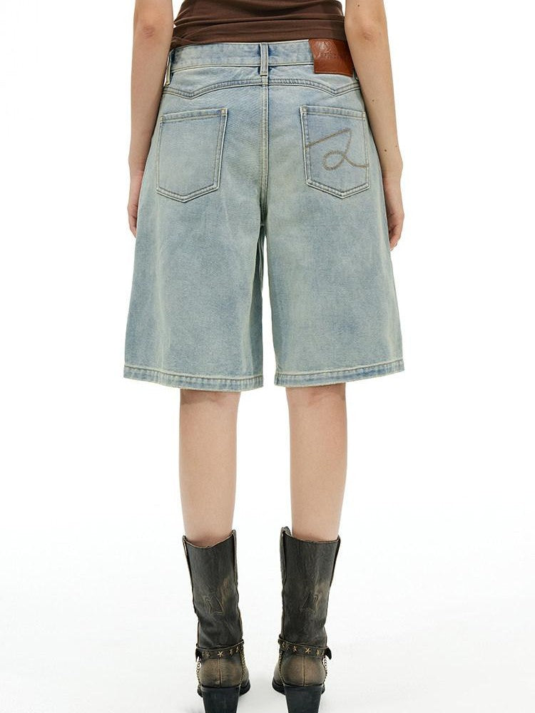 AFTADAWN Light Wash Whisker Distressed High Waist Wide Leg Women&