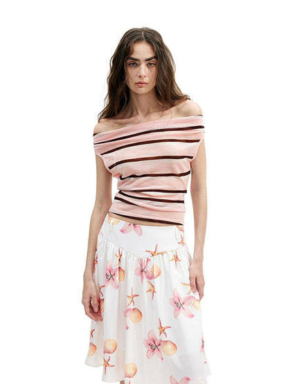 AFTADAWN Lightweight Mesh Leisel Multi Way Striped Slim Fit Sleeveless Top