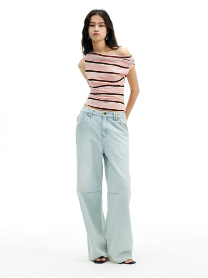 AFTADAWN Lightweight Mesh Leisel Multi Way Striped Slim Fit Sleeveless Top