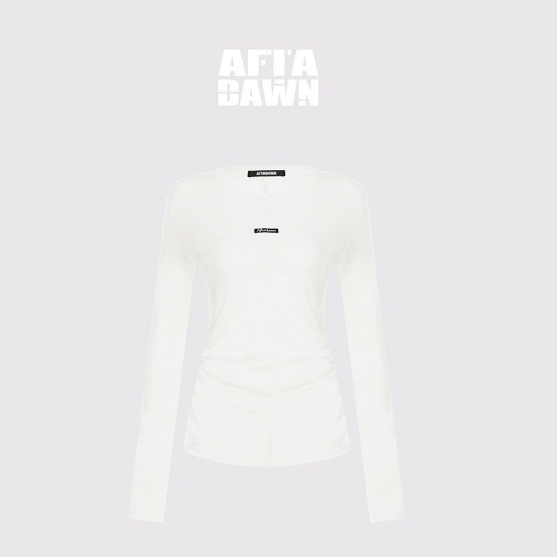 AFTADAWN_Logo_Embroidery_Ruched_Waist_Round_Neck_Women&