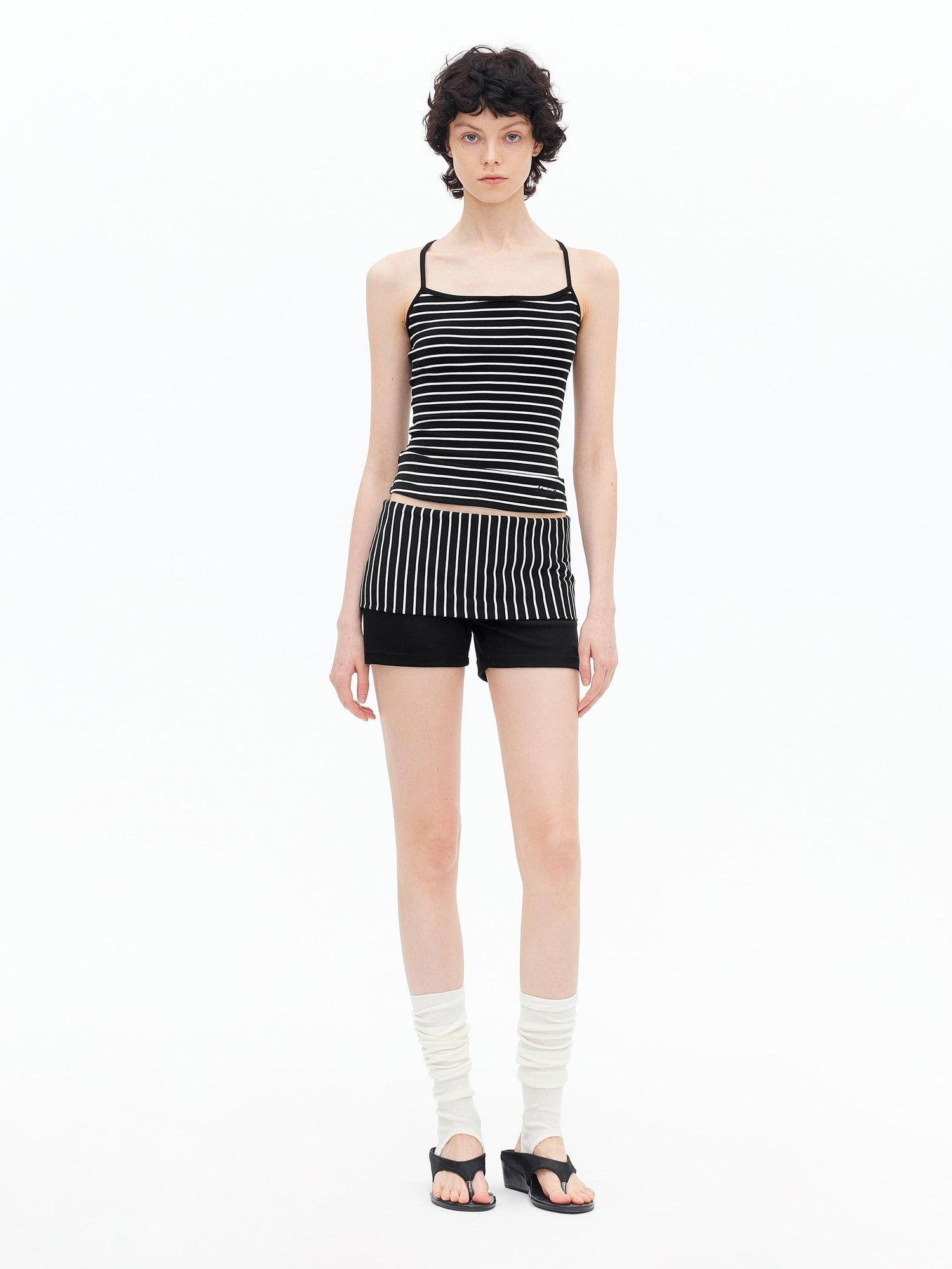 AFTADAWN Lycocell Strappy Backless Camisole Contrast Trim Shorts Set