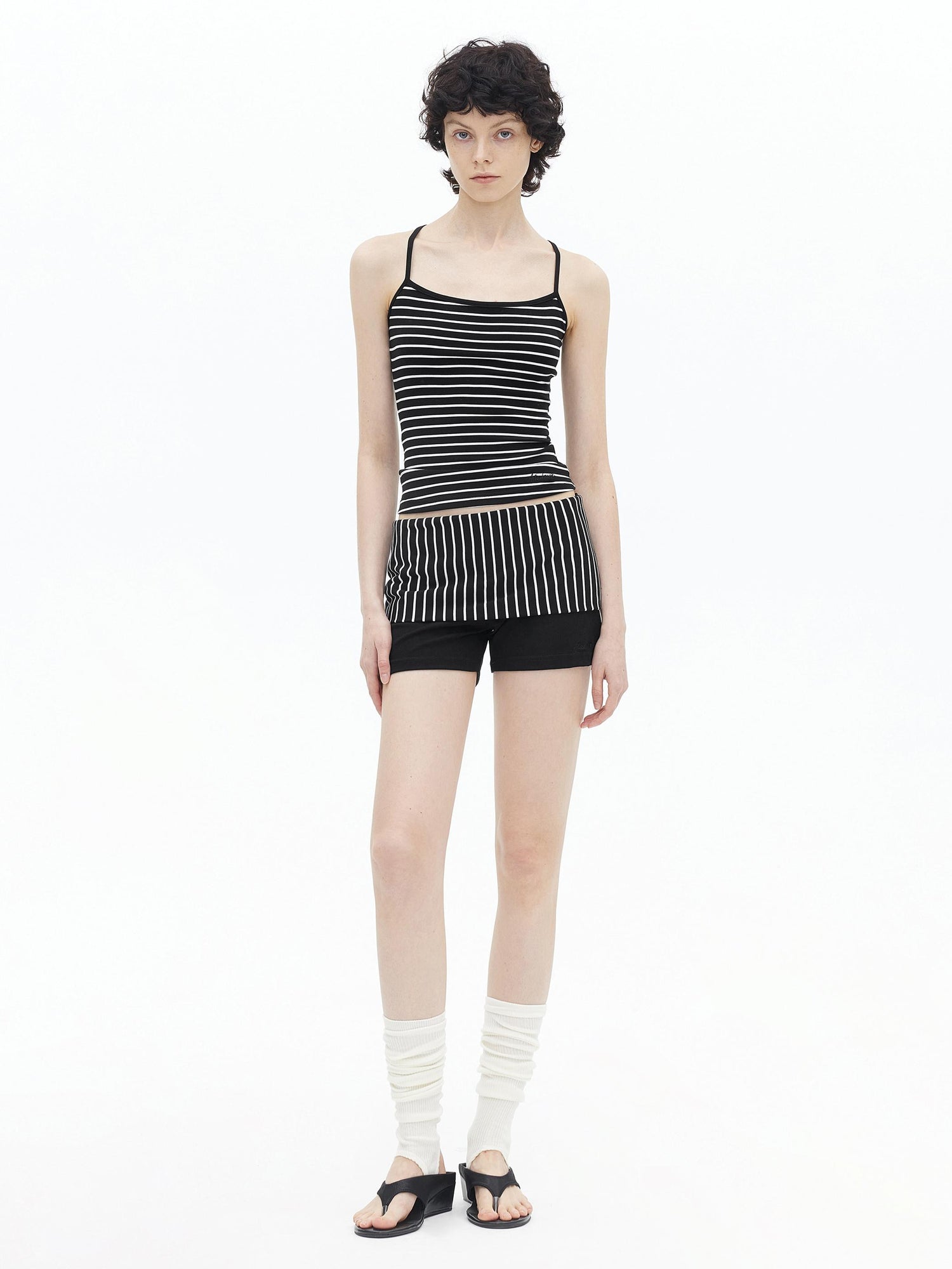 AFTADAWN Lycocell Strappy Backless Camisole Contrast Trim Shorts Set