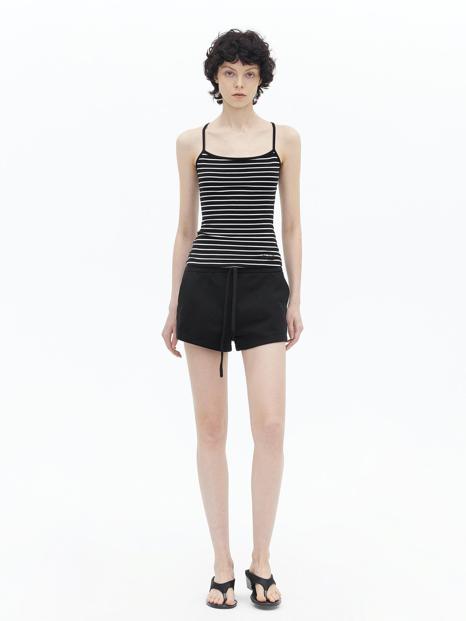 AFTADAWN Lycocell Strappy Backless Camisole Contrast Trim Shorts Set