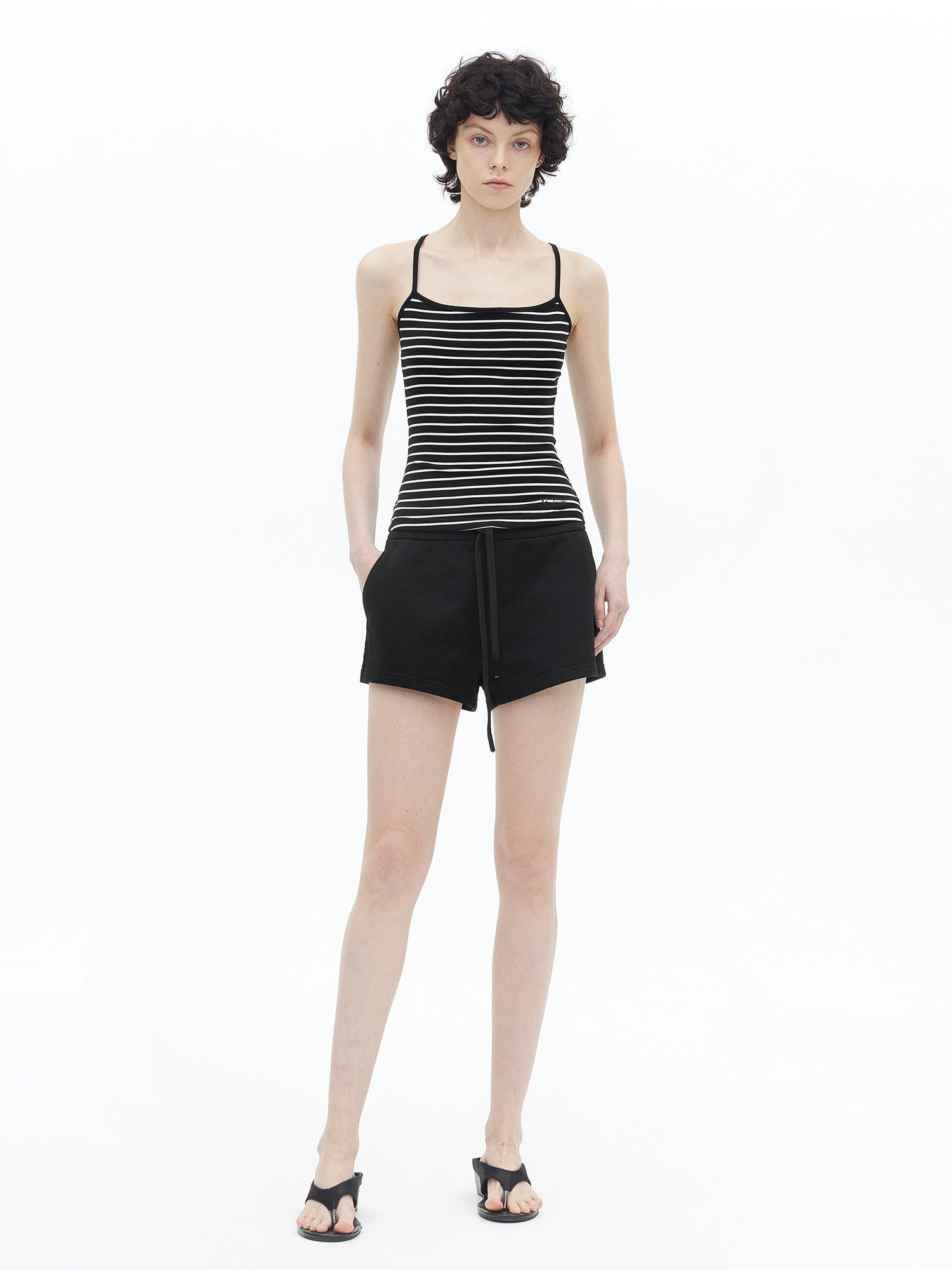 AFTADAWN Lycocell Strappy Backless Camisole Contrast Trim Shorts Set