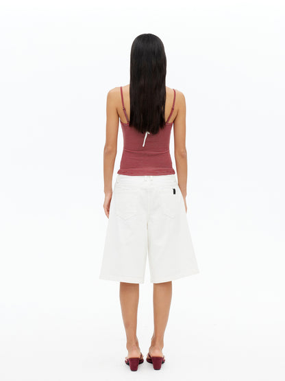 AFTADAWN Lyocell Layered Halter Neck Striped Top