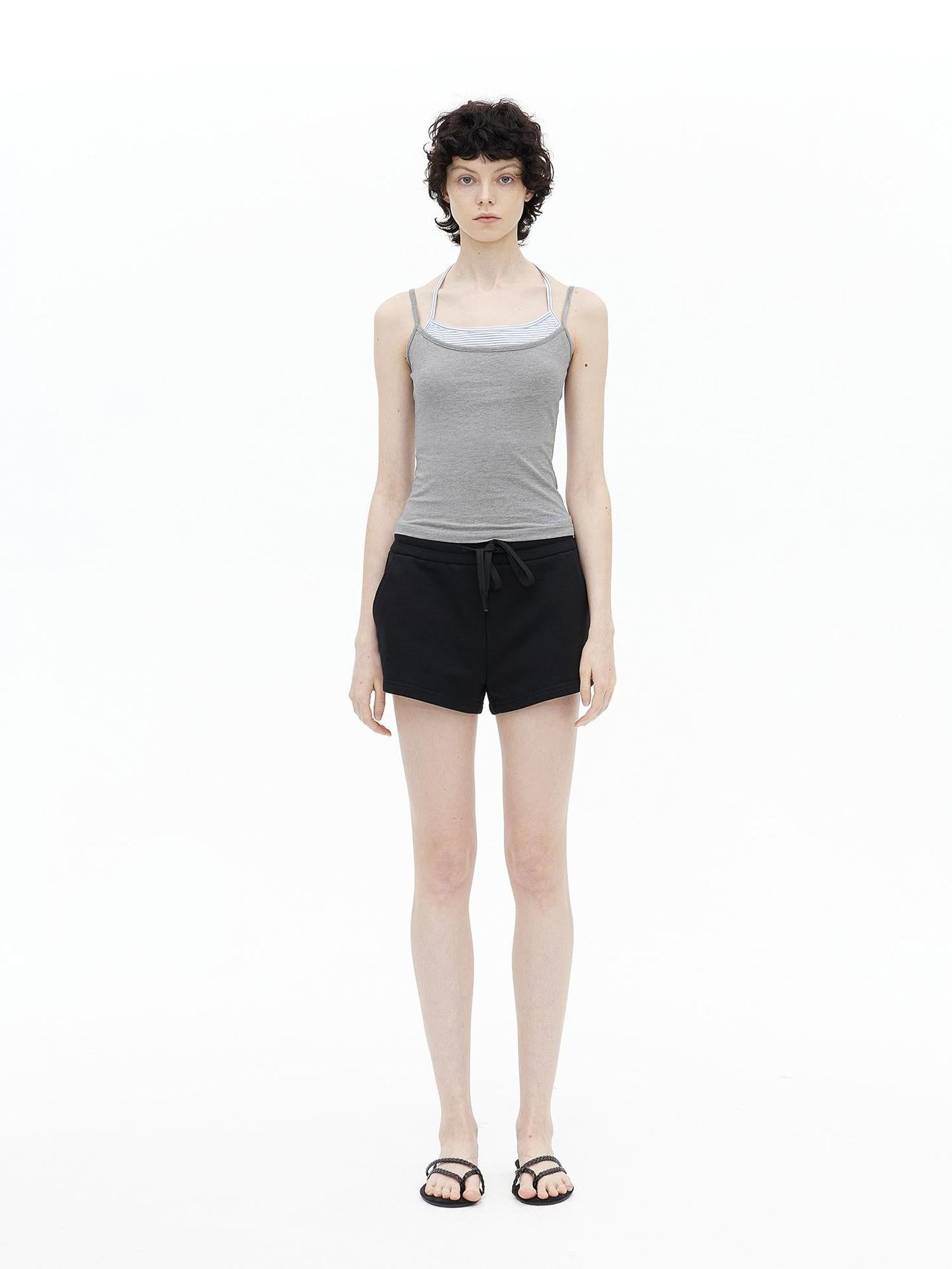 AFTADAWN Lyocell Layered Halter Neck Striped Top