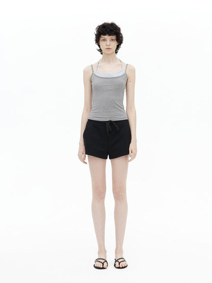 AFTADAWN Lyocell Layered Halter Neck Striped Top