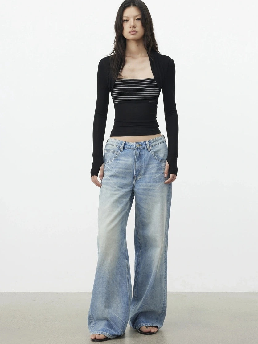 Lyocell Wool Blend Fitted Mock Neck Top T-shirt