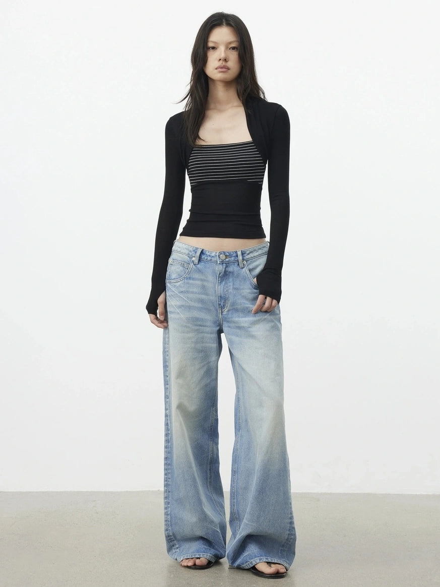 Lyocell Wool Blend Fitted Mock Neck Top T-shirt