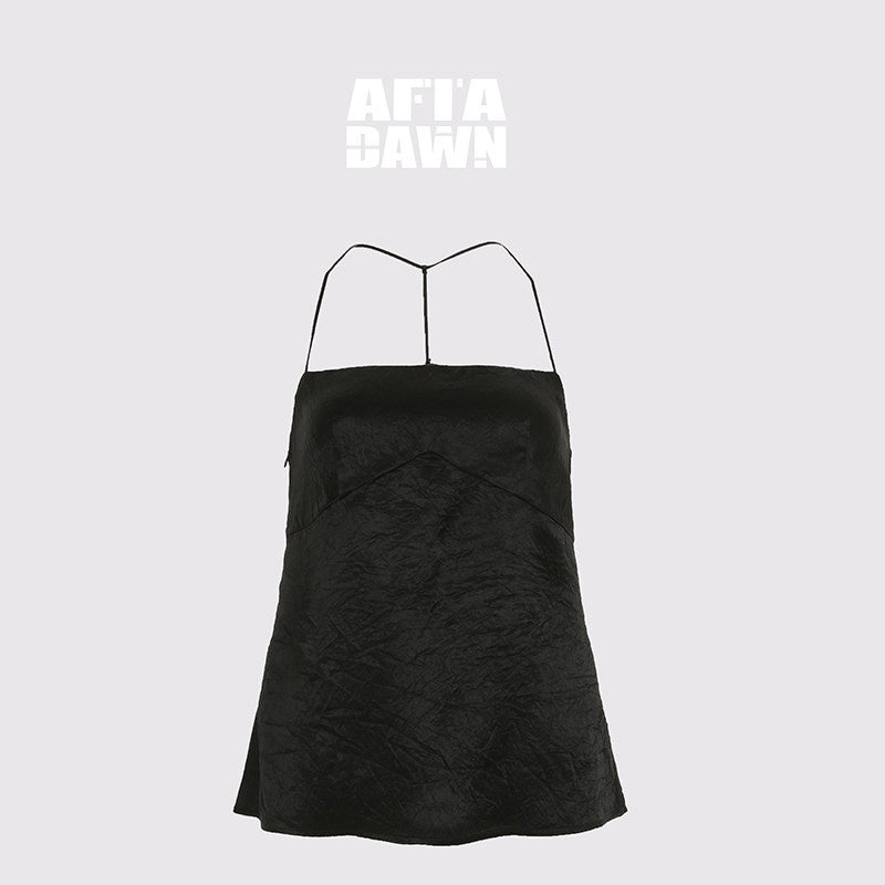 AFTADAWN_Matte_Micro_Crinkle_Halter_Backless_Women&