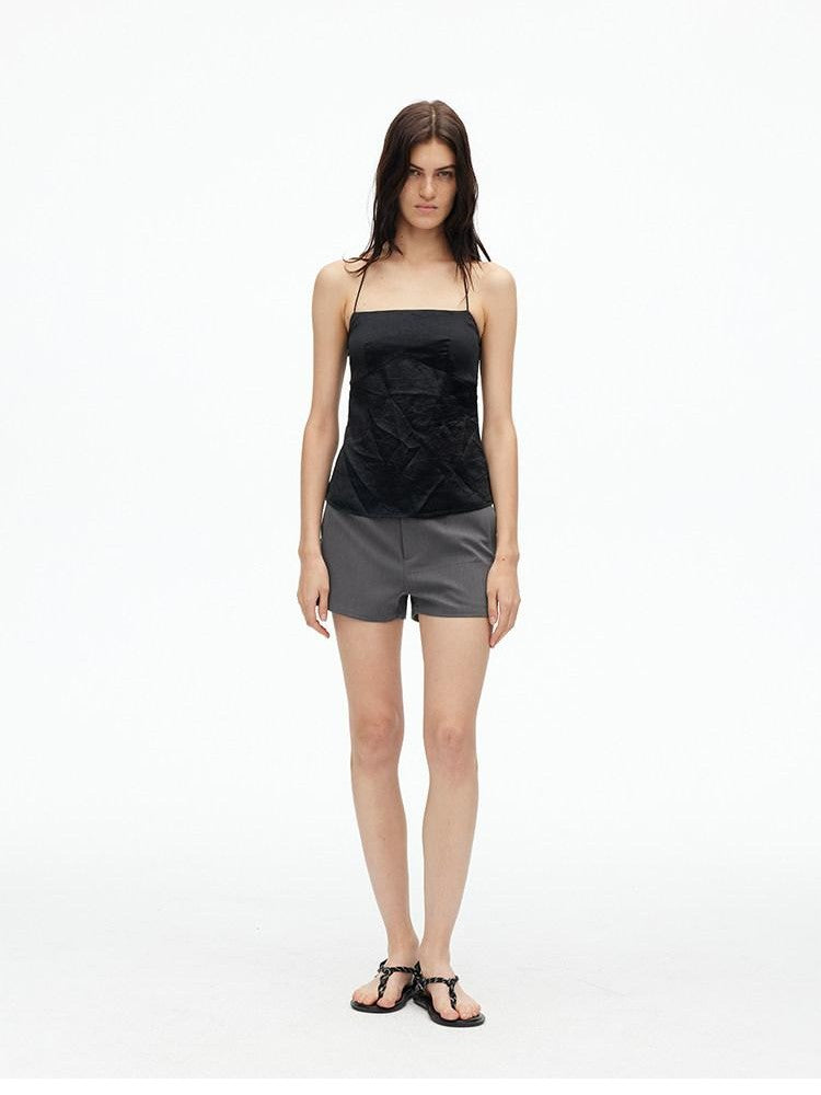 AFTADAWN Matte Micro Crinkle Halter Backless Women&