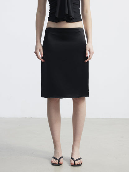 AFTADAWN Matte Satin Low Rise Bodycon Side Zipper Women&