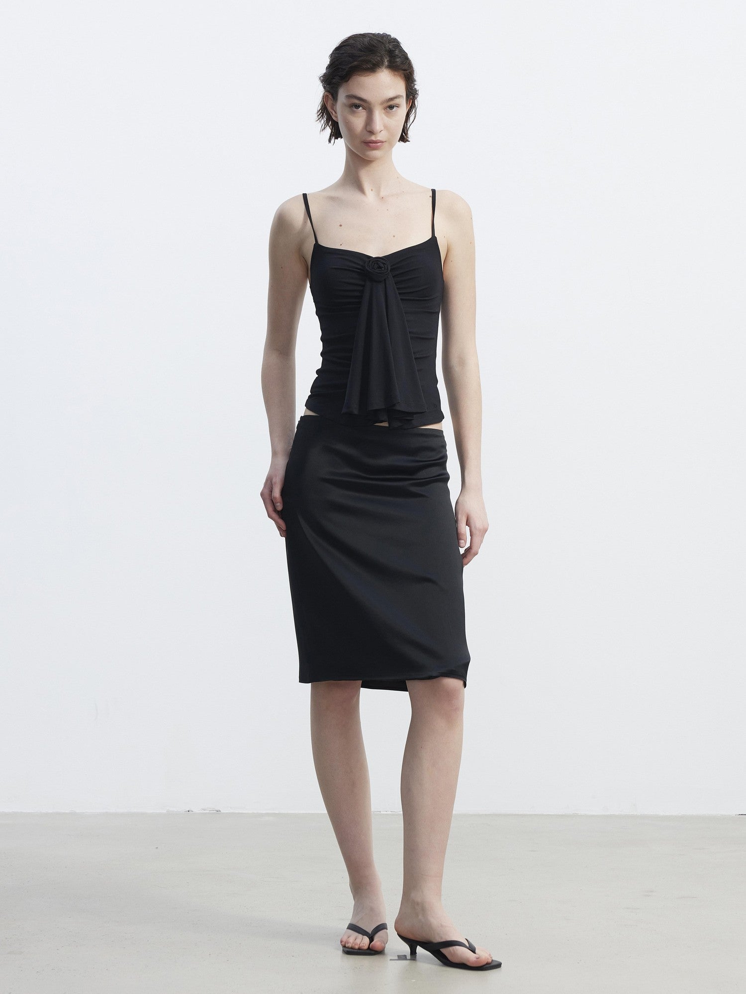 AFTADAWN Matte Satin Low Rise Bodycon Side Zipper Women&