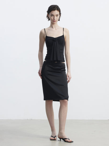 AFTADAWN Matte Satin Low Rise Bodycon Side Zipper Women&
