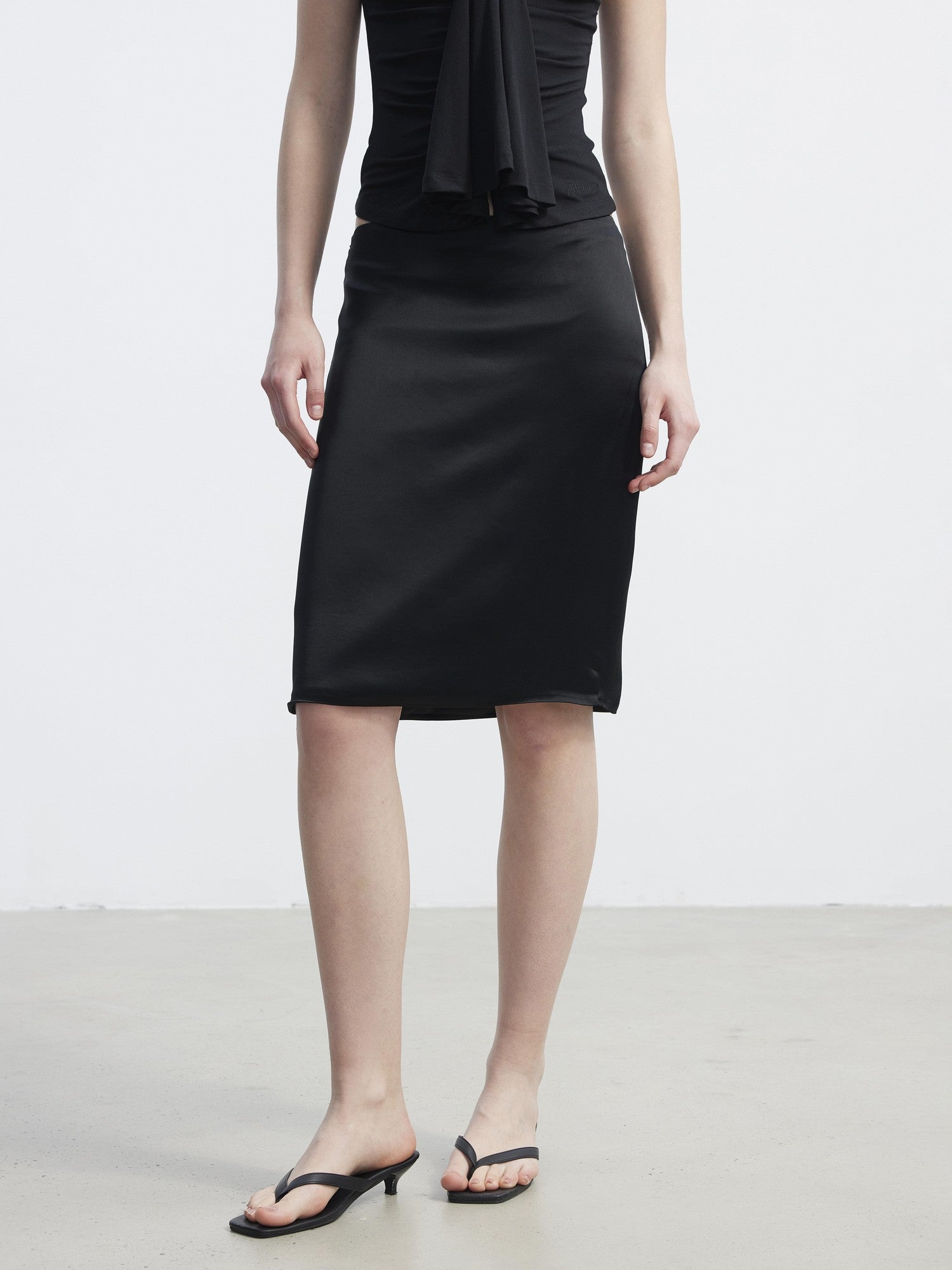 AFTADAWN Matte Satin Low Rise Bodycon Side Zipper Women&