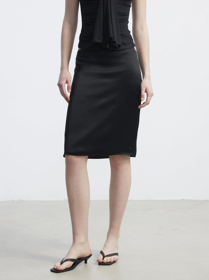 AFTADAWN Matte Satin Low Rise Bodycon Side Zipper Women&