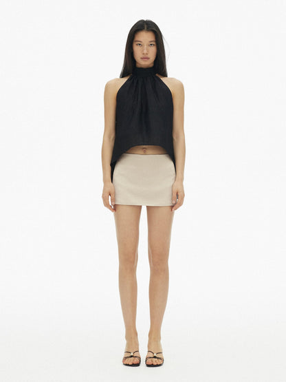 AFTADAWN Matte Satin Low Waist Side Zipper Mini Lined Women&